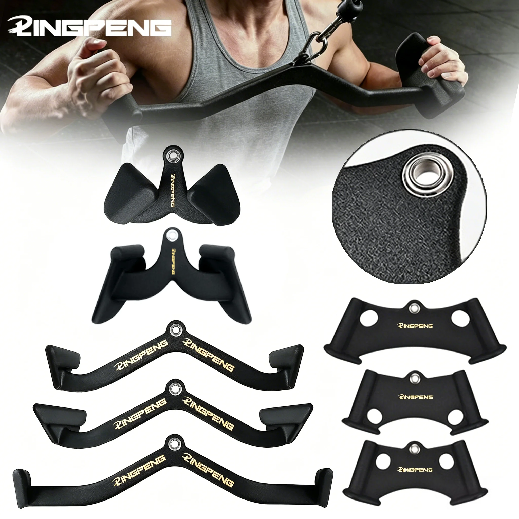 Barra de tracción para máquina de cable, accesorios para dominadas, accesorio de cable en T y V, para espalda y tríceps, mango para entrenamiento de fuerza