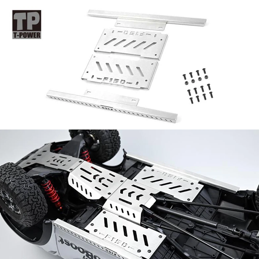 견인 취미 KM 1/8 F150 크롤러 자동차 갑옷 섀시 갑옷 사이드 스텝 가드 플레이트 액세서리 용 TP 금속 가드 플레이트