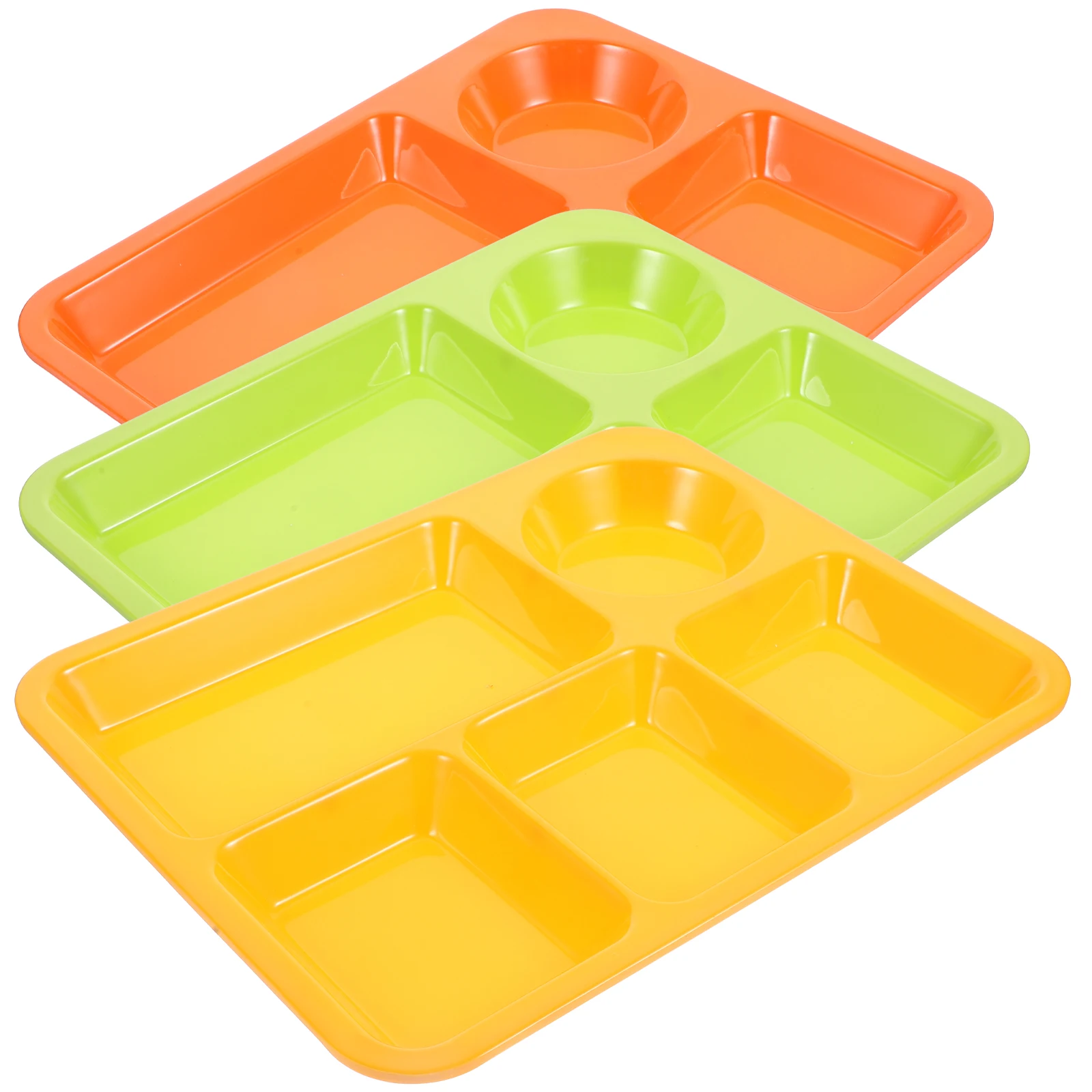 

3 Pcs Anti-fall Partition Plate Food Tray with Dividers White Meal Prep Container Sectional