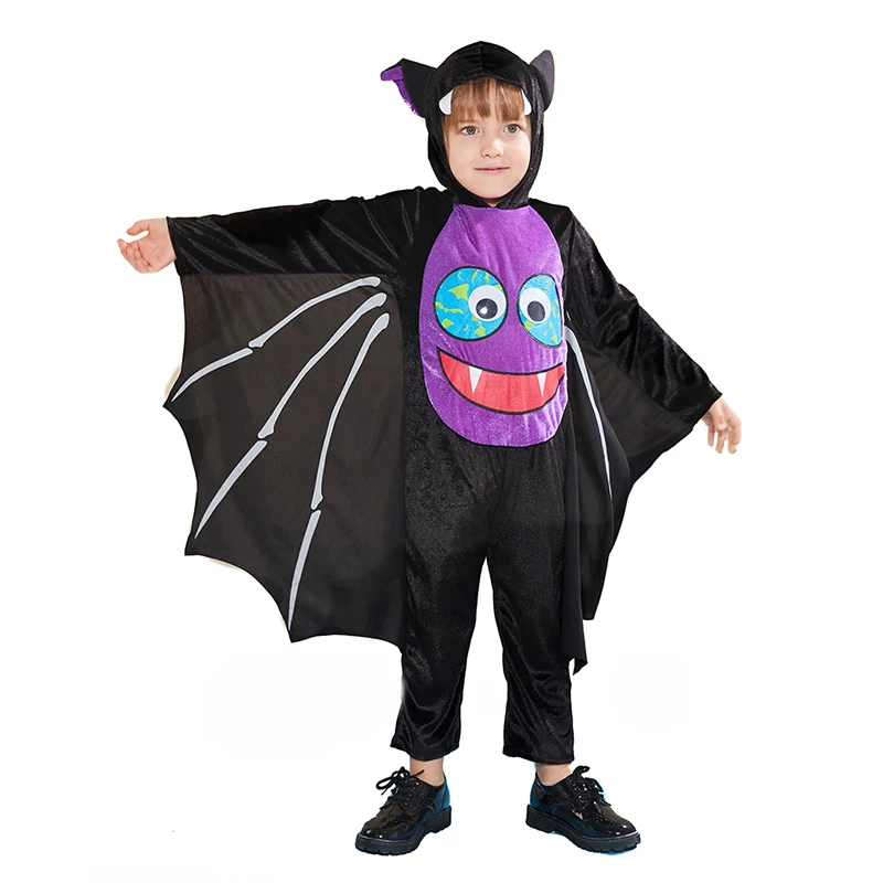 Bebê meninos bonito vampiro halloween traje infantil bat print cosplay macacão carnaval páscoa purim fantasia vestido