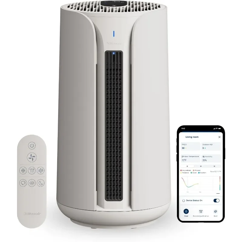 BLUEAIR ComfortPure Purificador de ar 3 em 1 mais poderoso: resfriamento, aquecimento, purificador – limpador HEPASilent para casa, animais de estimação, alergias