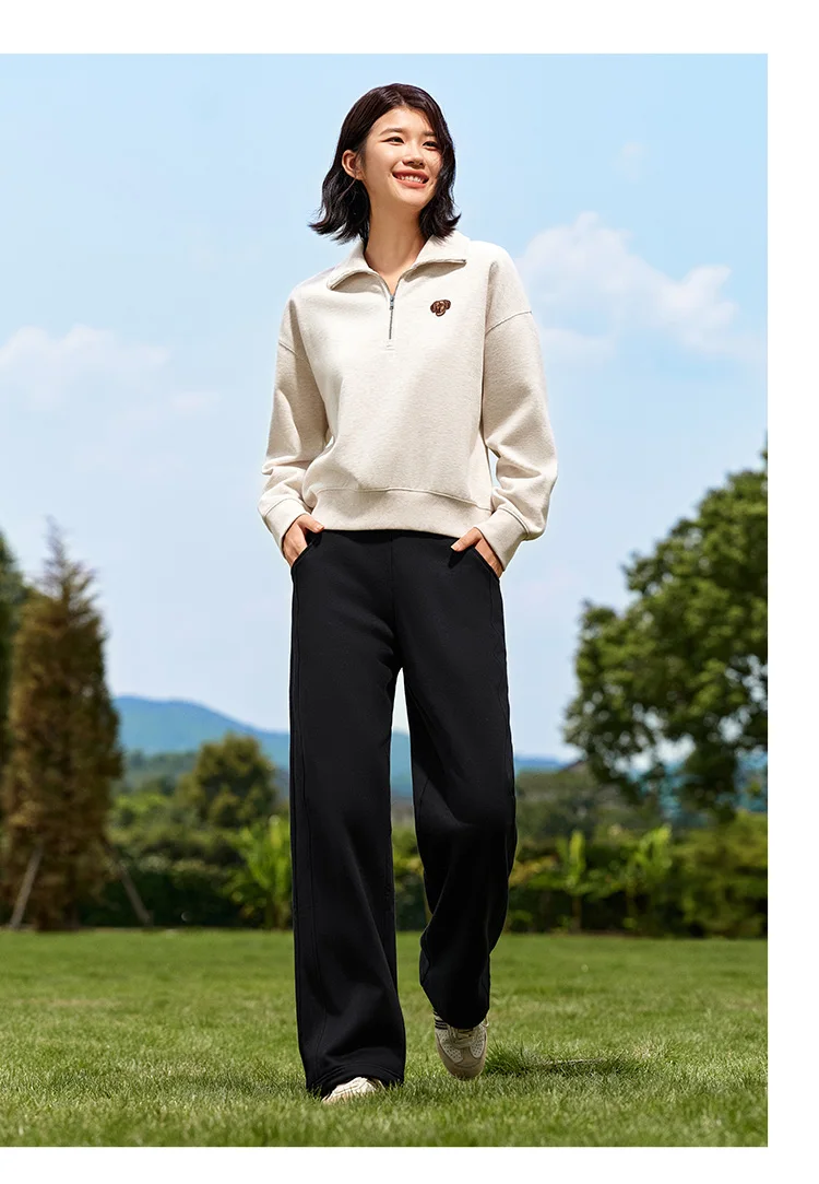 Semir Hosen Damen Thermische Antibakterielle Hosen 2024 Winter Neue Elegante Polar Fleece Einfarbige Weite Hosen – Detail 2