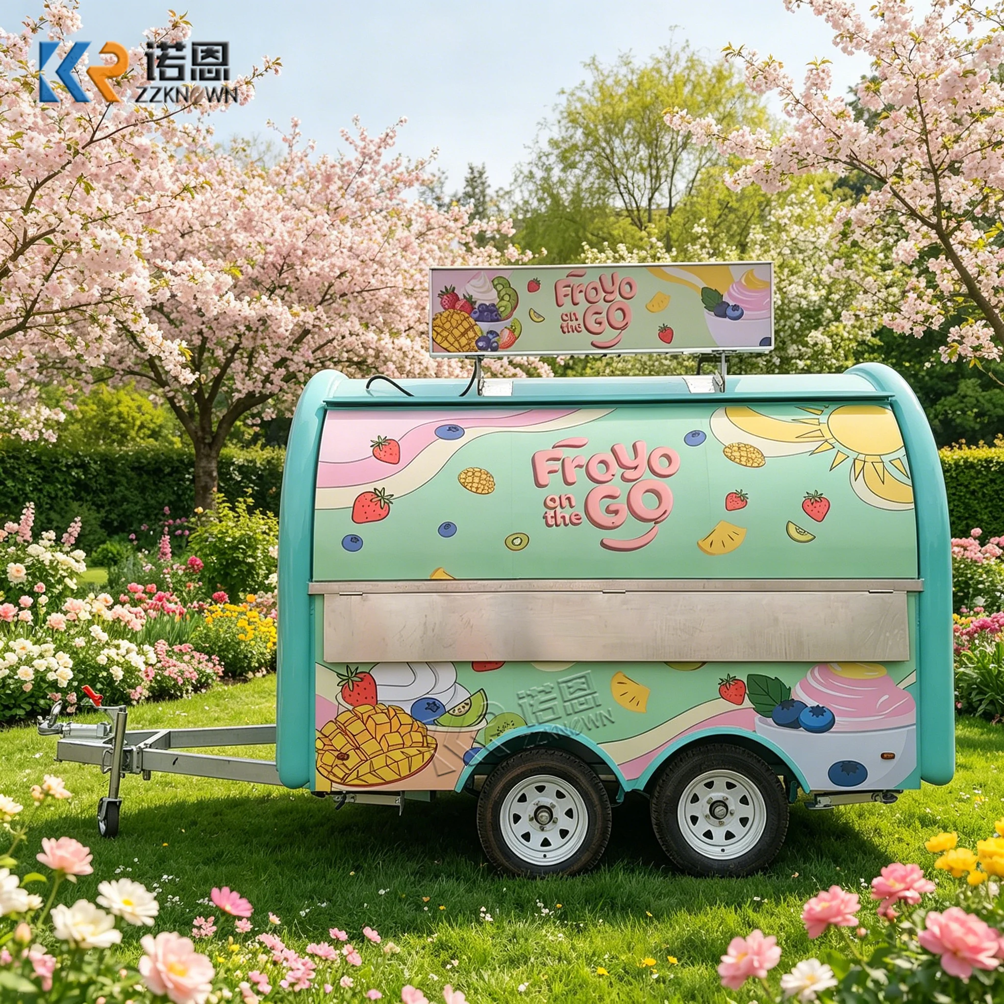 Mobile Ice Cream Trailer Coffee Burger Food Truck Street Snack Kitchen Cart Commercial Food Trailer With Catering Equipment