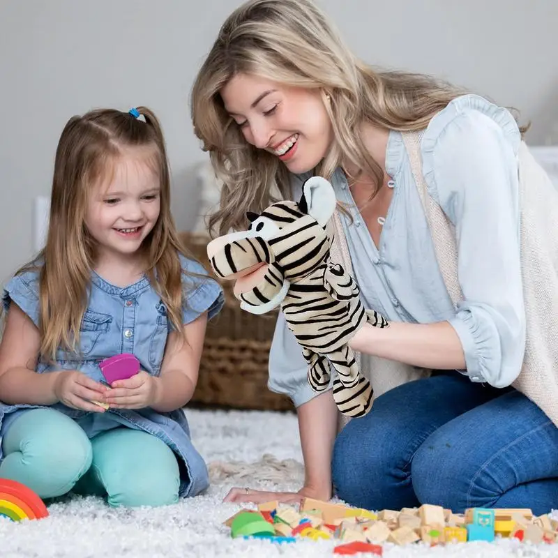 Fantoche de mão para crianças, boneca de fantoche de contar histórias para show, teatro, bonecas de animais macios, cesta para aniversário, feriado, natal