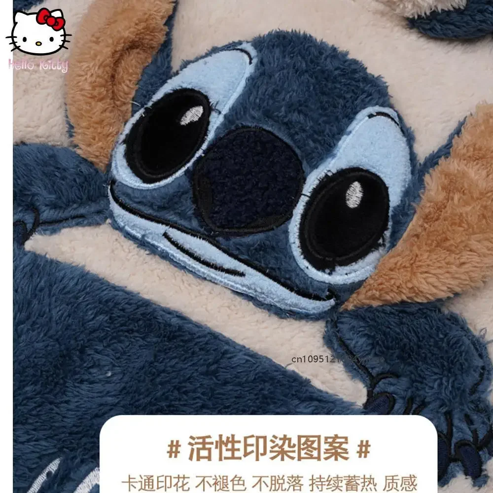 ديزني غرزة الكرتون الأطفال منامة الخريف الشتاء موضة رشاقته ملابس دافئة الوالدين والطفل مقنعين مجموعة الأسرة Kawaii ملابس المنزل