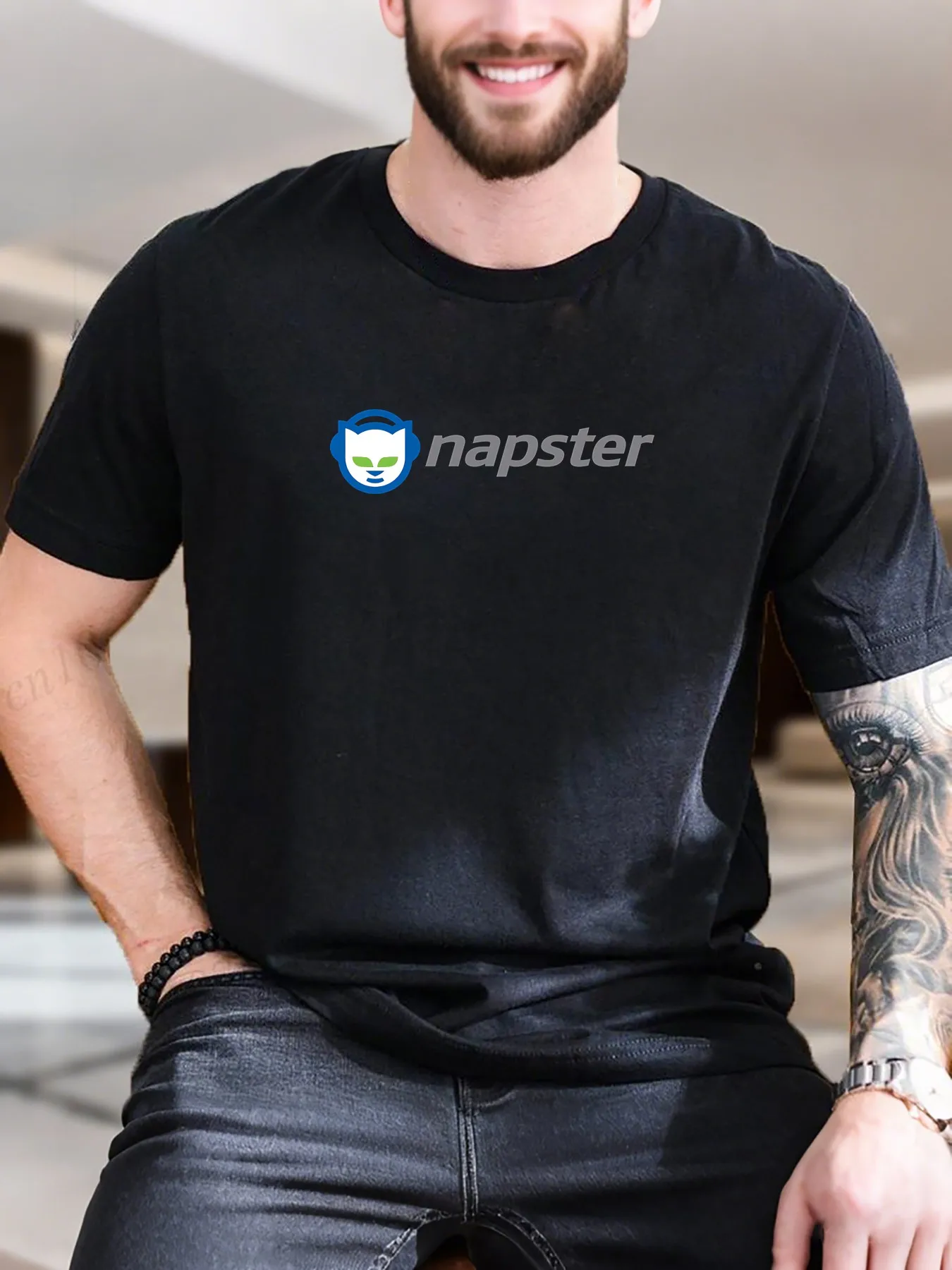 Nowa Kolekcja Moda Napster Heavyweight Gorąca Wyprzedaż Vintage Śmieszna Modna Koszulka Męska