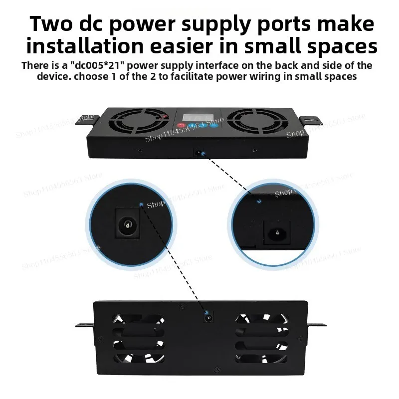 12V/24V Smart Temp-Controlled Cooling Fan – Universal Multimedia Box Heat Dissipation Module with High-Temp Alarm