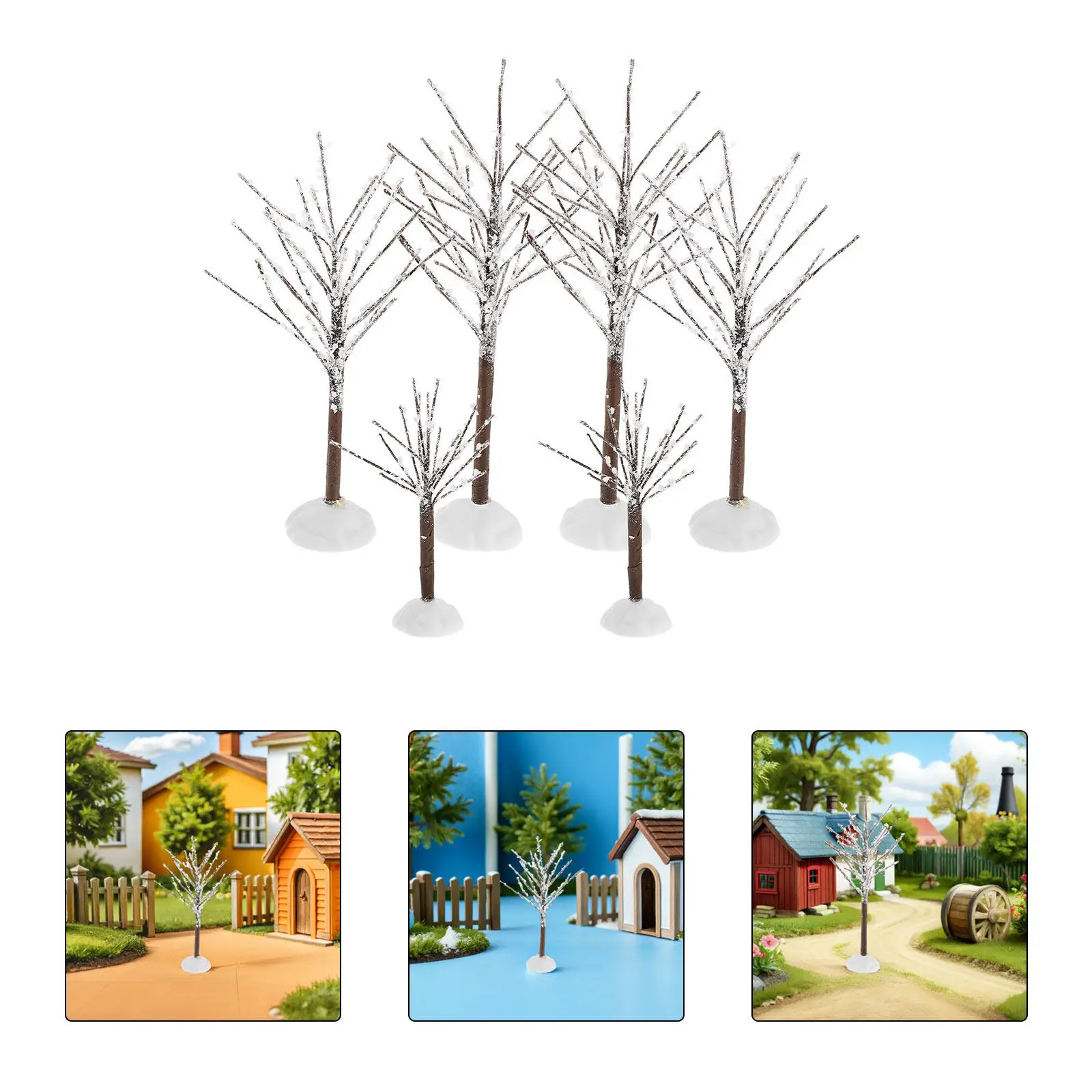

6Pcs Dead Tree Miniature Frost Trees Realistic Small Winter Scenery Accessories for Sand Table Landscape DIY Craft Supplies
