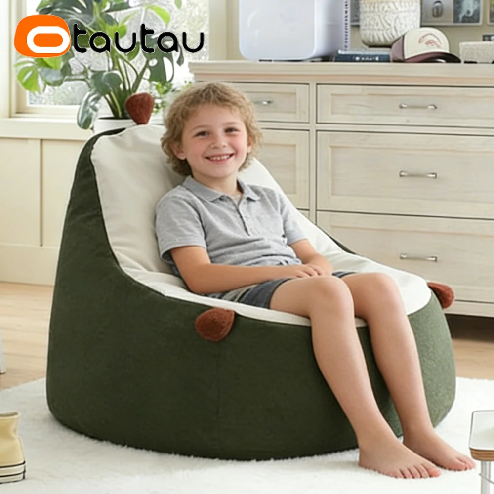 

OTAUTAU Children Bean Bag Lounger Cover Flocking Velvet Pouf Beanbag Cover Christmas SF607【No Filler!Need Buy Filler Yourself!】