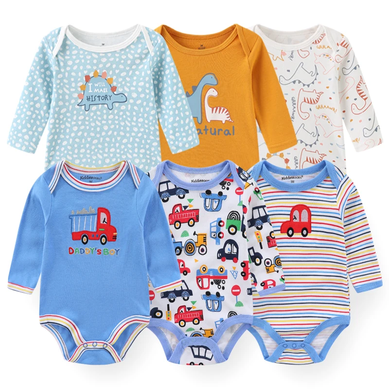 Unisex Print 6 Pieces Newborn Baby Boy Clothes 100% Cotton Baby Girl Clothes Sets Animal Spring 0-12M Long Sleeve Autumn