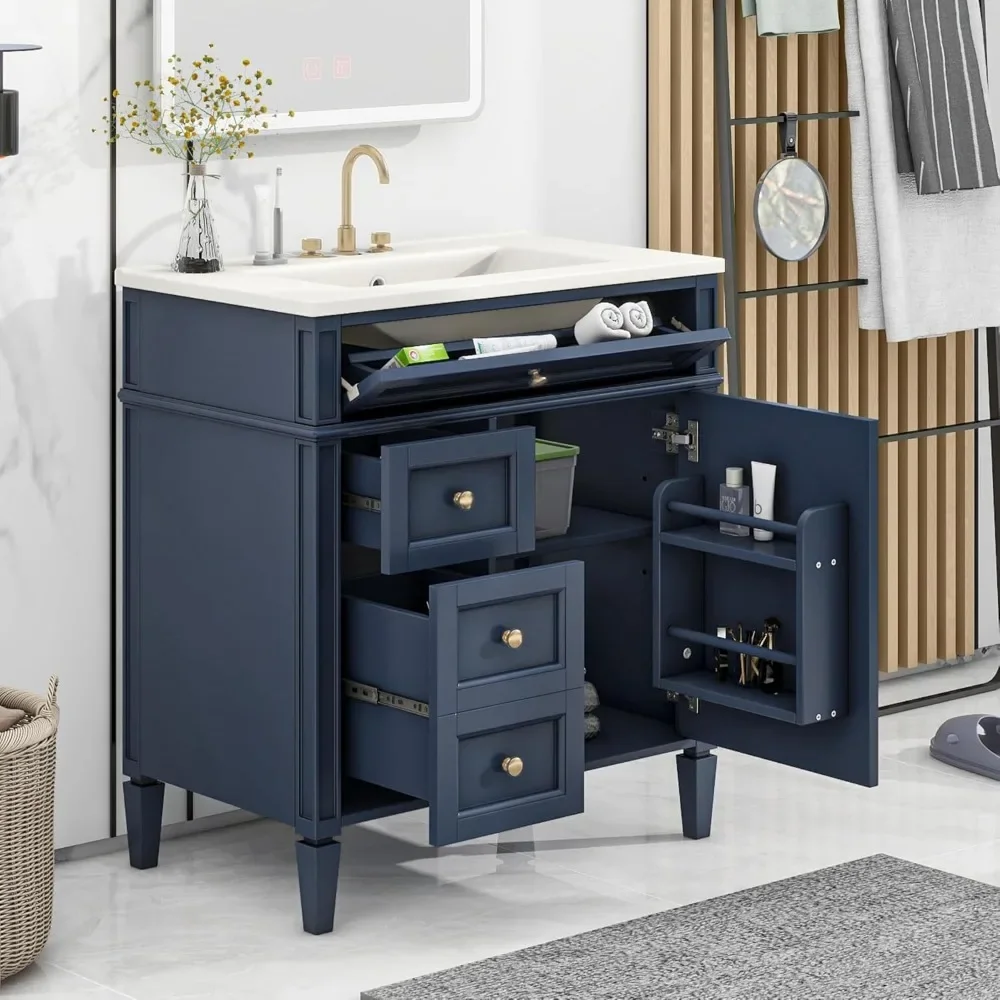 

"30" Bathroom Vanity w/ Sink Combo - Modern Undermount Cabinet w/ 2 Drawers & Tip-Out Tray, Single Basin Design"​