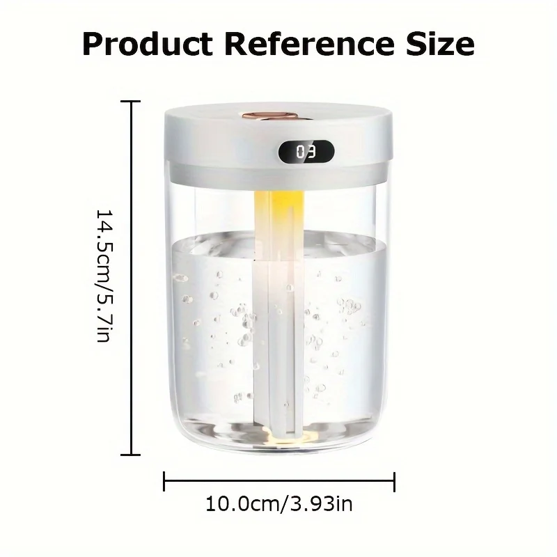 1pc, 50.72oz New Upgraded Dual Nozzles, Air Humidifier Large Capacity, H2O Humidifier For Bedroom,  Air Humidifier For  Large Ro