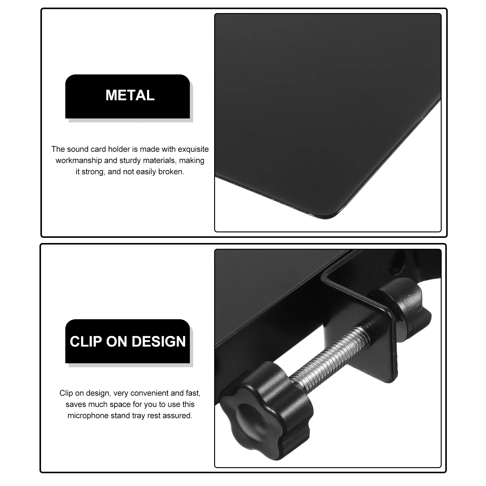 

Metal Sound Card Tray Clip On Microphone Stand Broadcast Shelf Live Studio Accessories Mic Stand Tray Holder Rack Movable Mic