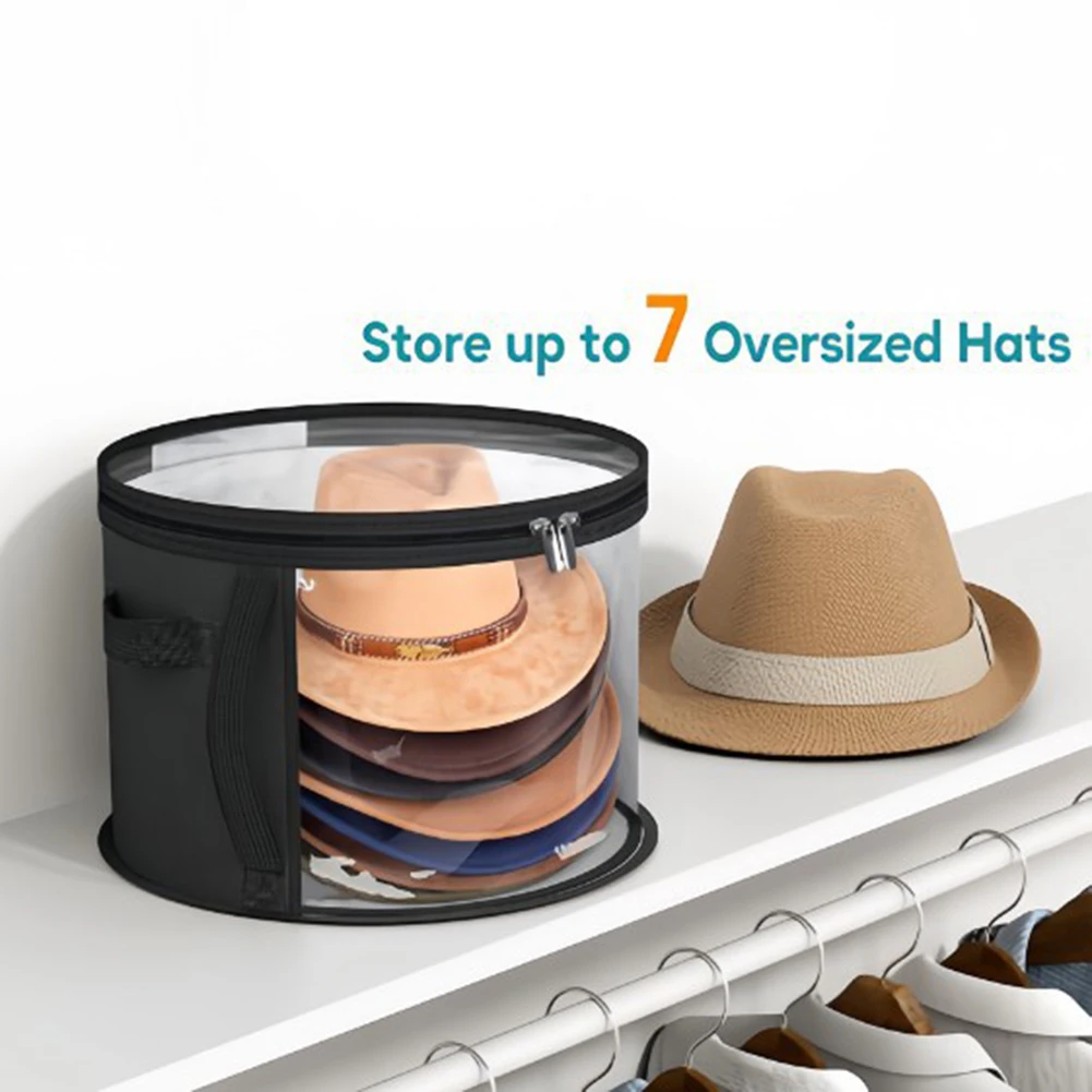 Round-Shape Hat Storage Bucket With Reinforced Base Hat Box Organizer Wear-Resistant Hat Organizer Hat Storage Organizer