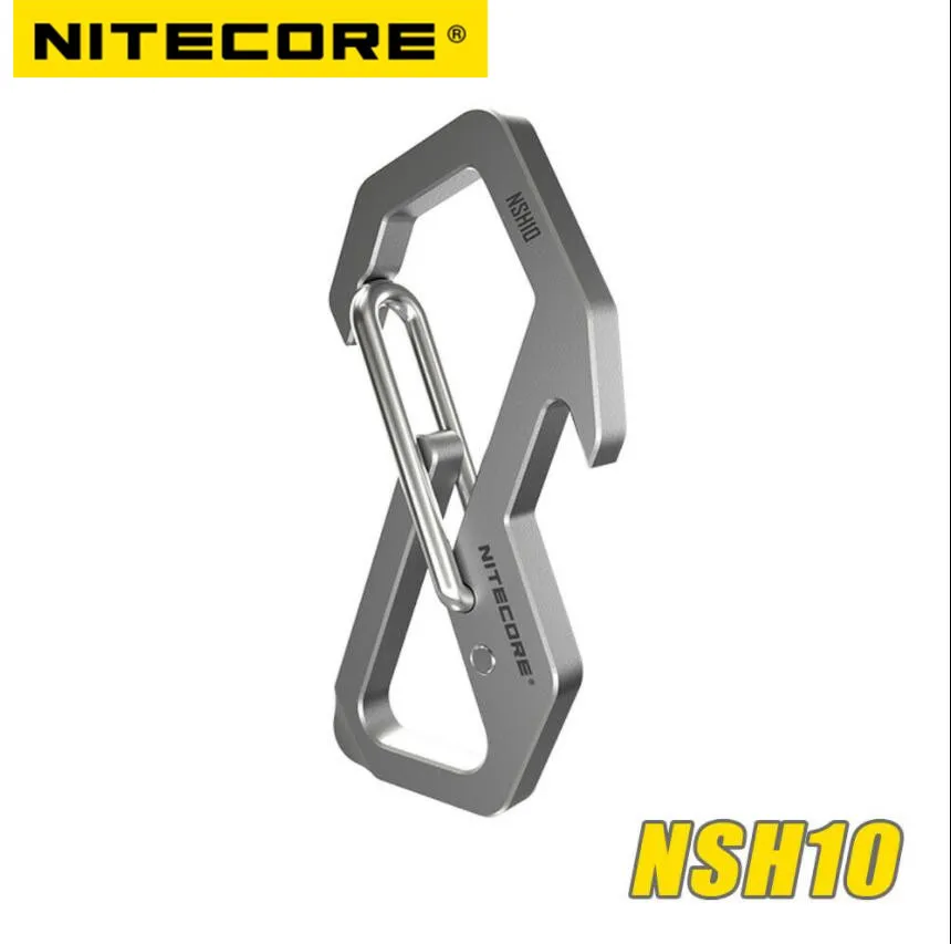 NITECORE NSH10 Tactical Tool Titanium Snap Hook Carabiner Anti-corrosion KeyChain Bottle Opener Hanging Tool 45 degress