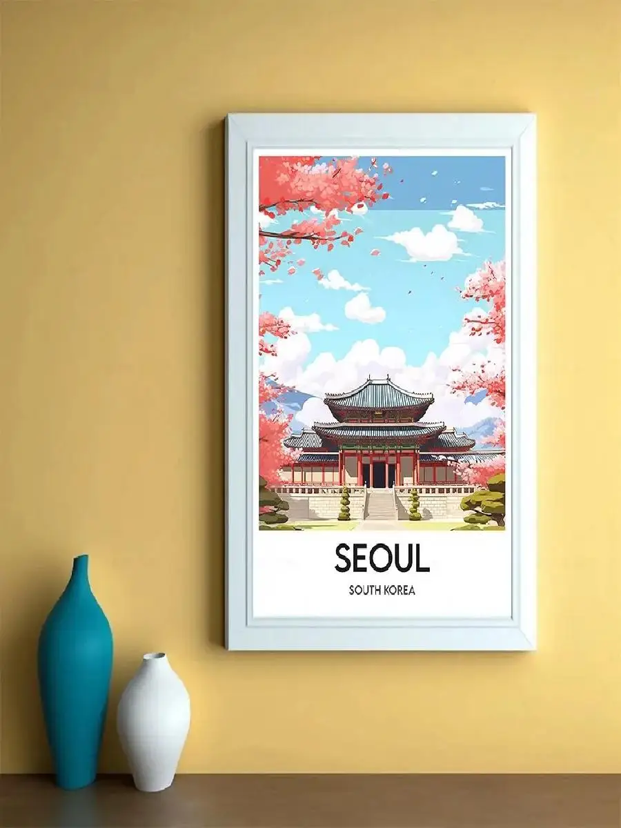 South Korea Travel Canvas Wall Art  Cityscape Paintings Posters  Prints for Home Decor Room Decoration Housewarming Gift  Decora