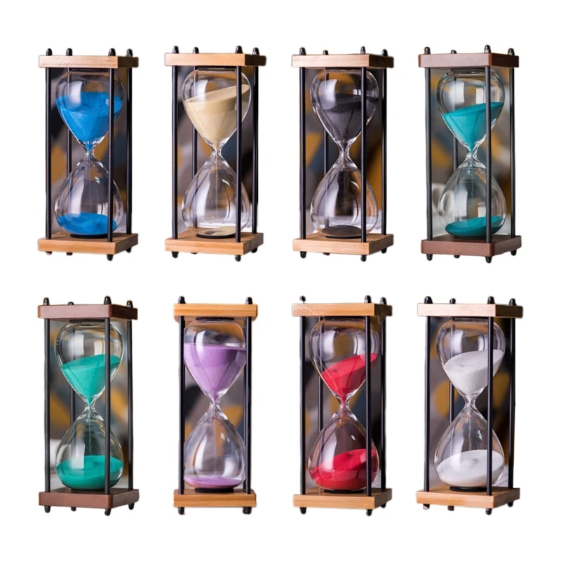 for Creative Vintage 30 Minutes Large Hourglass Timer with Wooden Stand Glass Sand Clock for TIME Manager Children Kids