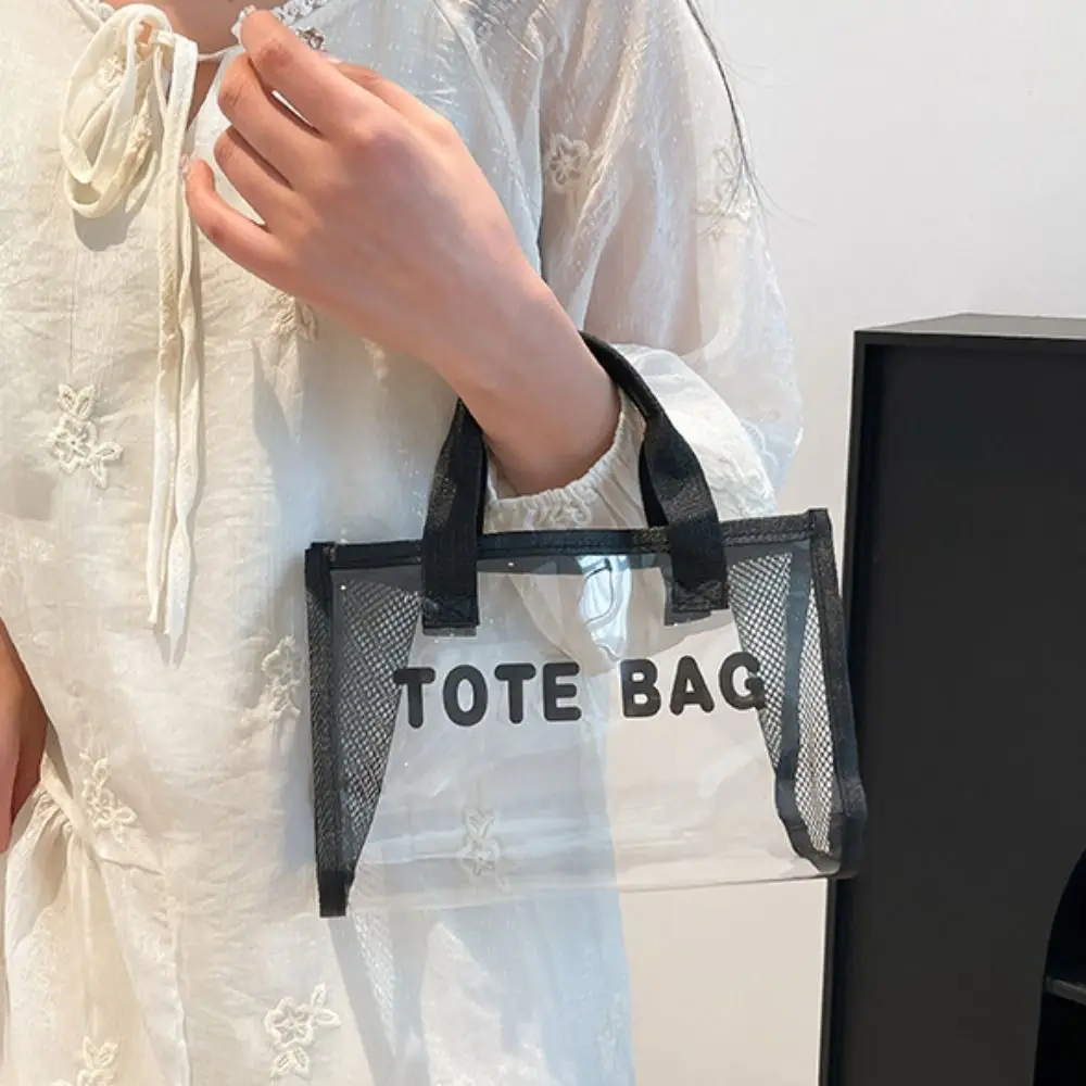 

Letter All-match PVC Beach Bag Summer Casual Transparent Jelly Bag Mesh Large Capacity Waterproof Handbag Sports