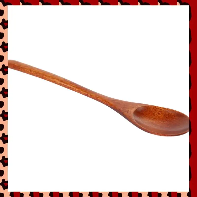 

A72P Spoons Wooden Soup Spoon 50 Pieces Eco Friendly Tableware Natural Ellipse Wooden Ladle Spoon Set With Case