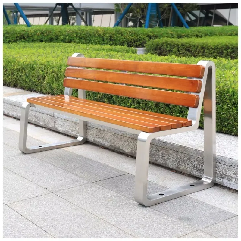 Outdoor Metal Garden Bench Backrest Stainless Steel Garden Seats Park Leisure Public Benches Outdoor Bench