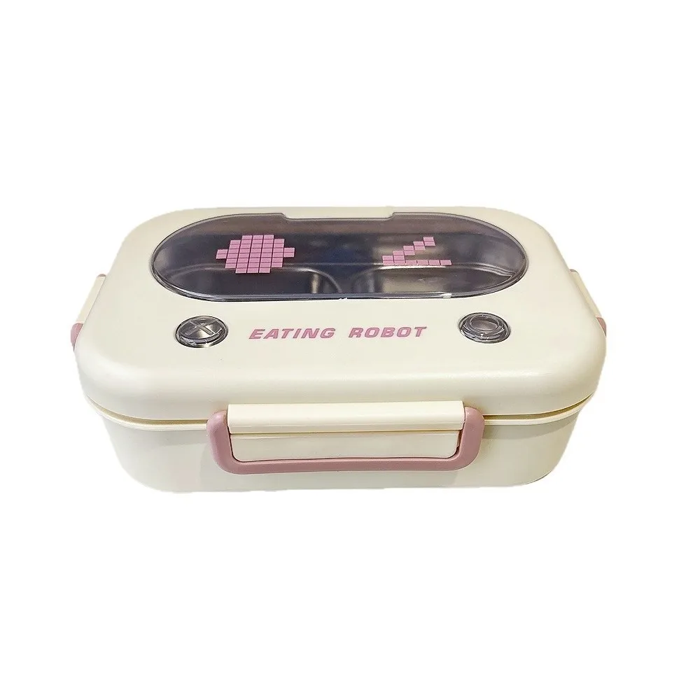 Student Lunch Box 2/3 Grid Lunch Box Stainless Steel Leakproof Food Storage Case Insulated Portable Thermal Lunch Box Office