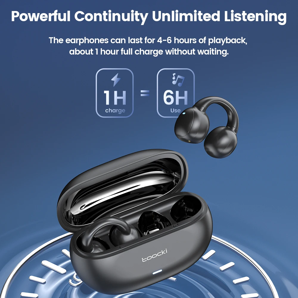 Toocki OWS Bluetooth Earphones Wireless Headphones Bluetooth 5.3 Open Ear Sport Waterproof Earbuds For iPhone 15 Xiaomi Huawei