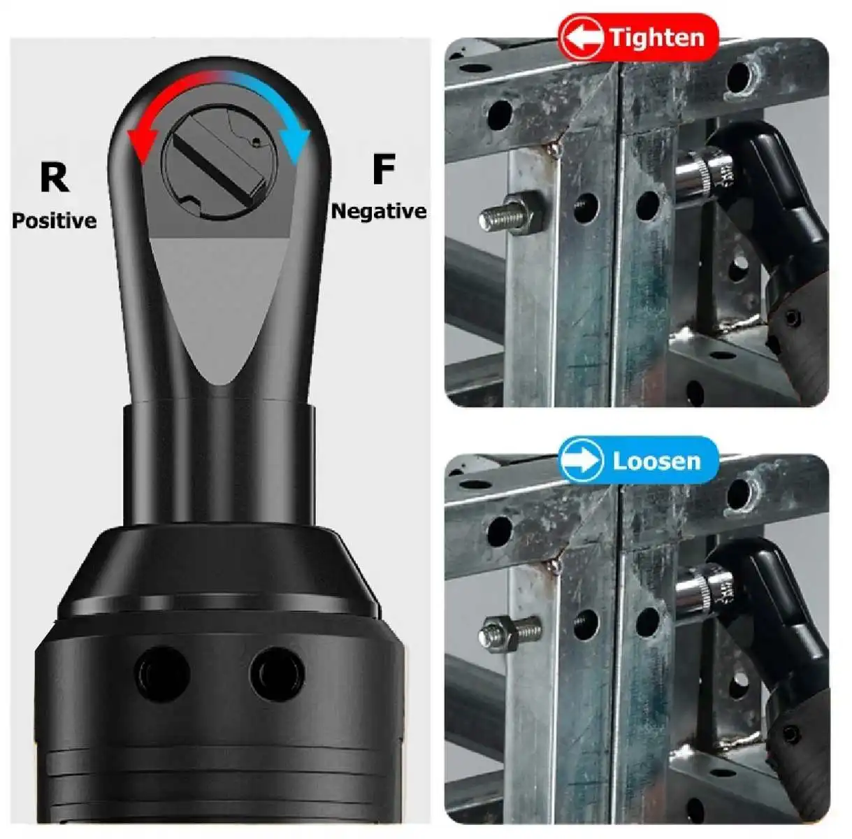 42V 3/8 Cordless Electric Ratchet Wrench Angle Drill Screwdriver Scaffolding 100NM Rechargeable Electric Spanner with 2 Battery