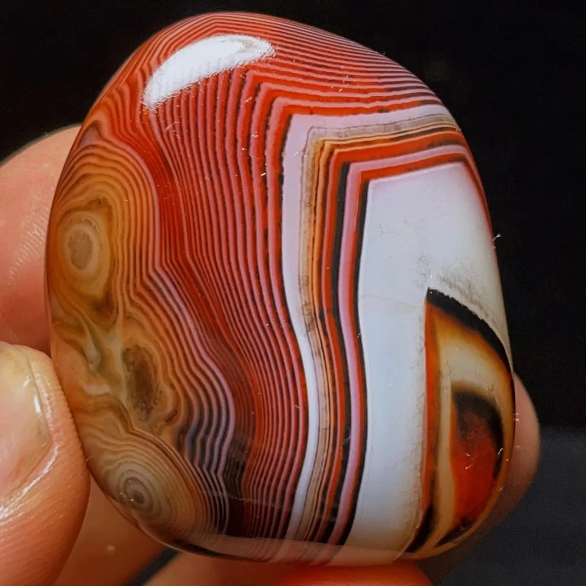 4PC Craft Stone Banded Agate Palm Stone, Tumbled Polished, Artisan Stone, Gift Giving, Natural Stone, Crystal Collection