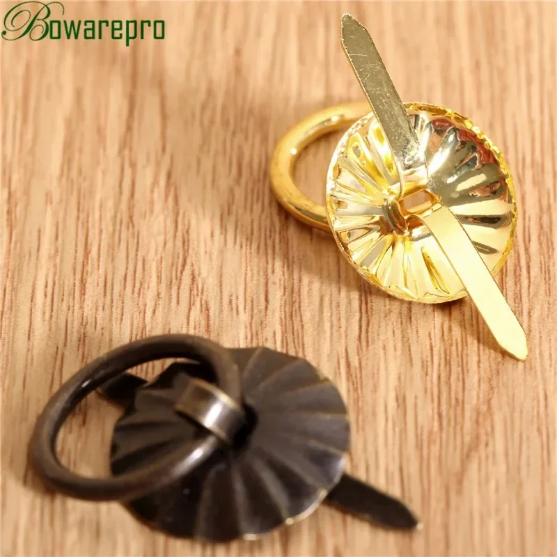 12pcs Mini Vintage Bronze Handle Jewelry Wine Gift Box Handle Pull Wooden Case Knob Round Ring Drawer Kitchen Cabinet Fittings