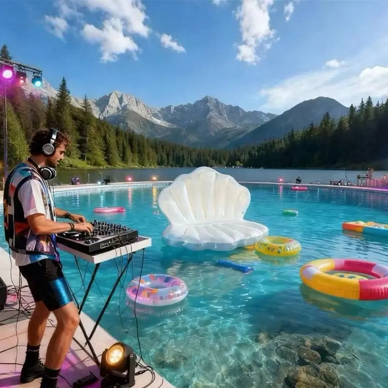 Inflatable pearl shell sofa floating row swimming ring water floating mat  bed mount swimming pool floating toy is