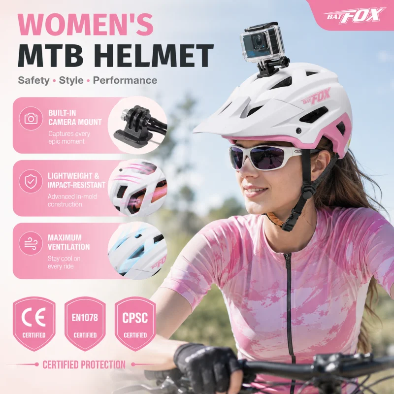 Capacete de Ciclismo BATFOX para Homens e Mulheres, Segurança em Montanha e Estrada, Capacete de Bicicleta Ultraleve