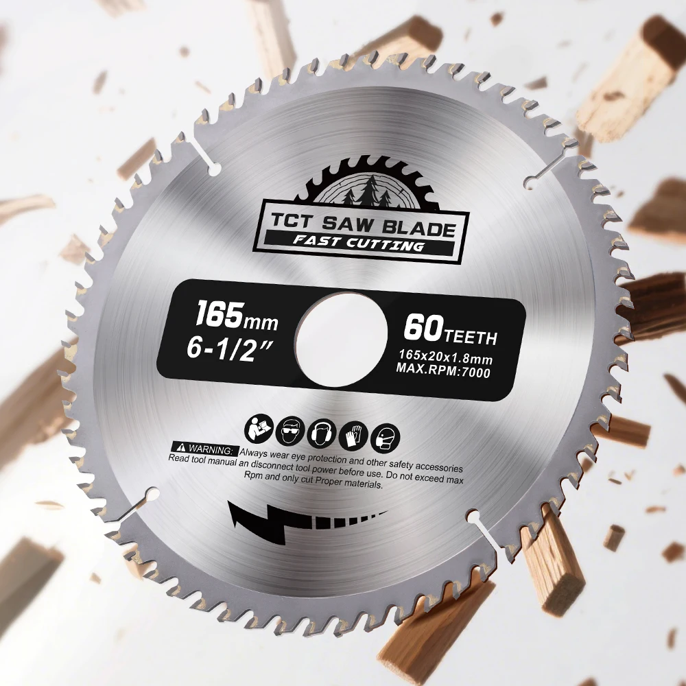 

CMCP Полотно для циркулярной пилы 165 мм 60 зубьев TCT Пильное полотно с нано-синим покрытием Твердосплавные лезвия Режущий диск по дереву Режущий инструмент