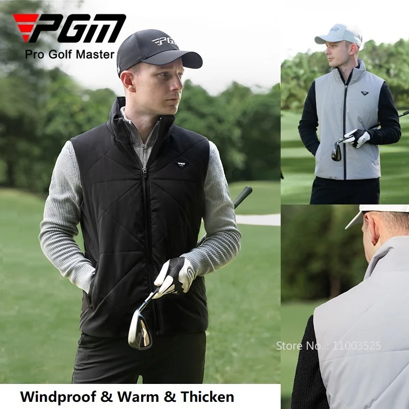 2024 Pgm Padded Vest Men Golf Winter Autumn Outerwear Casual Warm Sleeveless Jacket Male Windproof Waistcoat Stand Collar Gilet