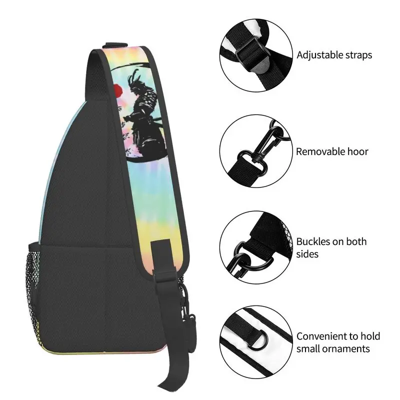 Custom Japanese Samurai Warrior Sling Bags for Travel Hiking Men's Katana Bushido Chest Crossbody Backpack Shoulder Daypack