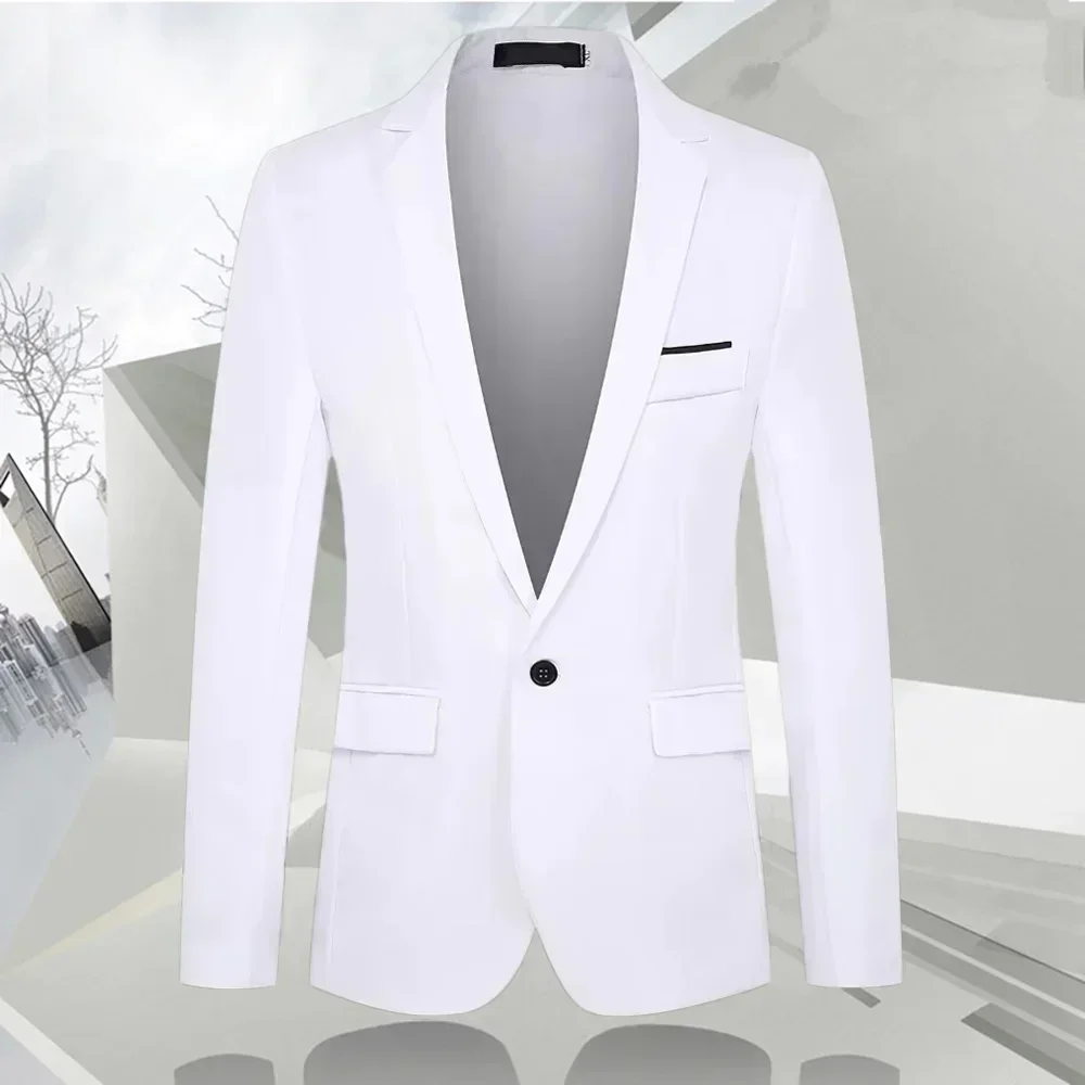 Autumn Fashion Slim Fit Men\'s Suit Long Sleeve Solid Color Lapel Outwear Anti-wrinkle Casual Business Suit Versatile Male Suit