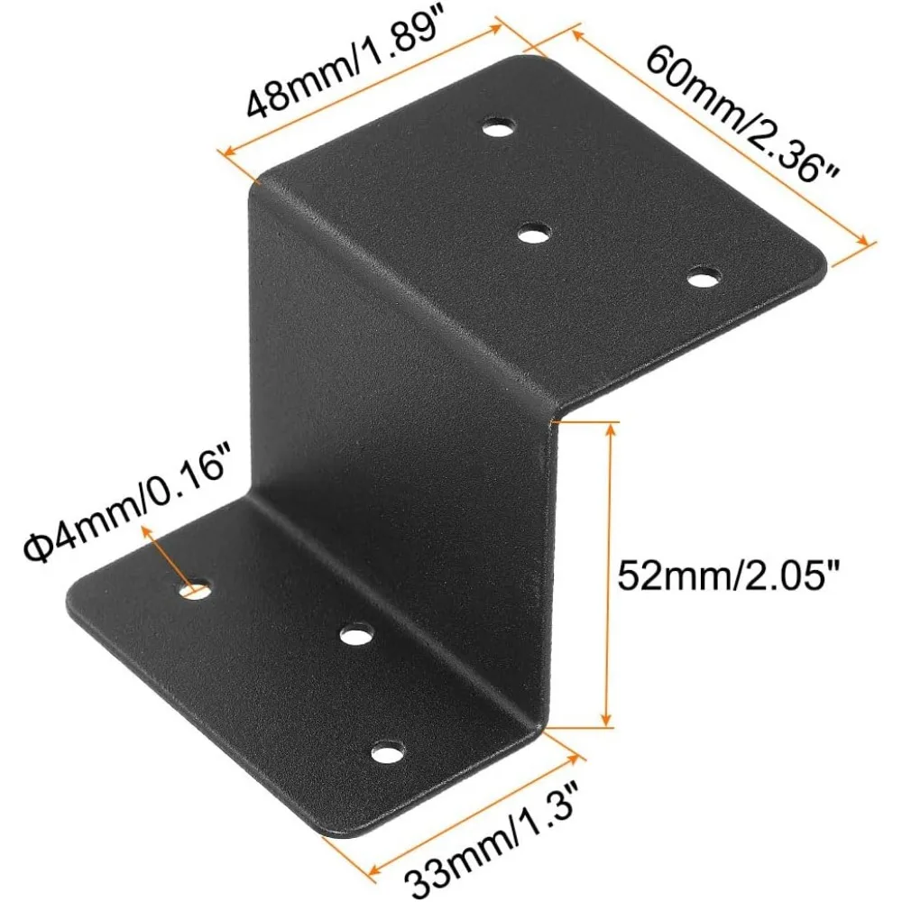 2/4PCS Z Shaped Brackets, Iron Double Angle Corner Support, Wood Connection Fittings for Shelf, Furniture and Pergola