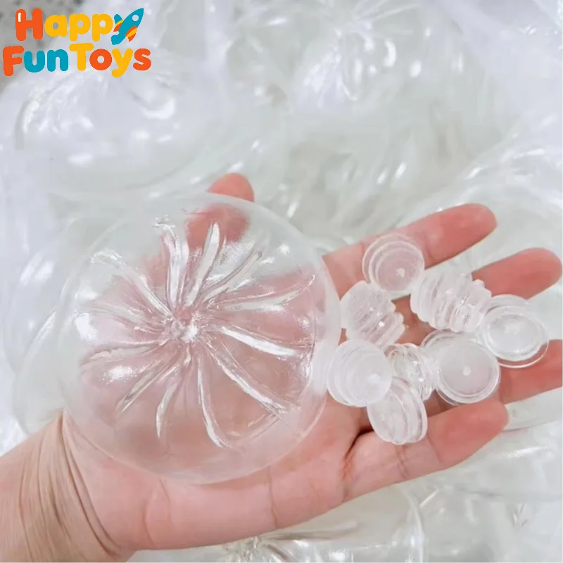 5pcs DIY Hollow Steamed Bun Squishy Shell Clear Crystal Skin Squeeze Toy Component Reusable Empty Food Toy Cover For Handmade