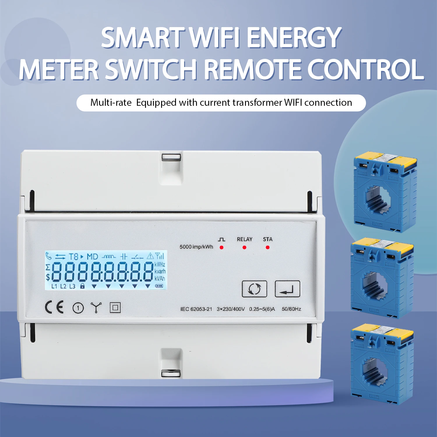 AC380V Tuya Smart Three-Phase Bidirectional Electricity Meter with WiFi High-Precision 0.5s 30A 50A 100A 150A 200A