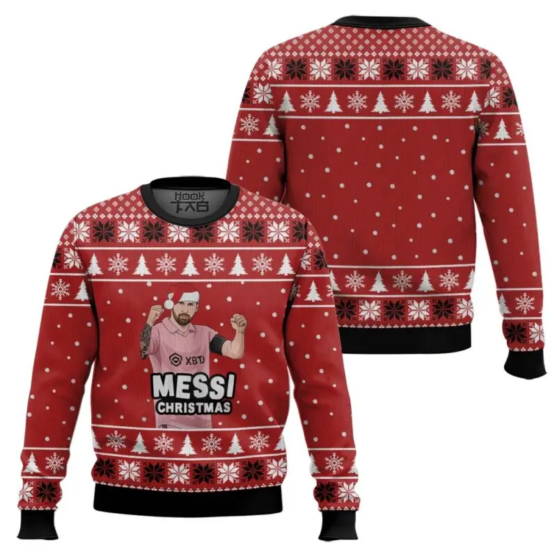 

Christmas Ugly Sweater Football Star Q-Version Snowflake Christmas Tree Deer Pattern Fun Creative Football Fans Holiday Dress Up