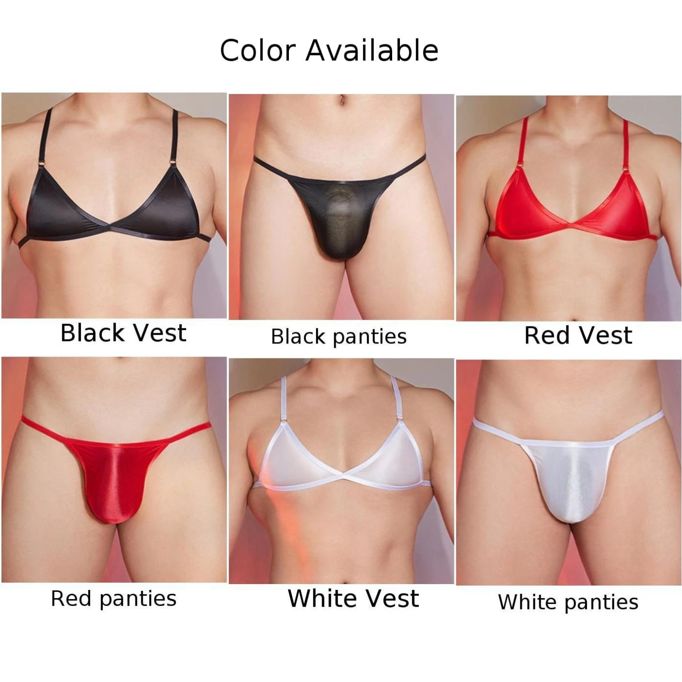 Men\'s Sexy Slim Bra Stretch Lingerie Bag Bras Panties Vest Top Underpants Gay Sissy Pouch Briefs Korean Hombre Thong Sets