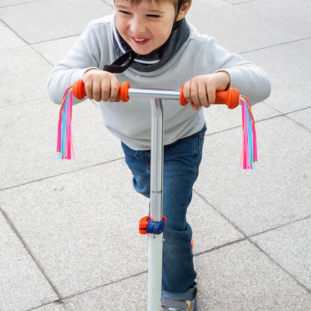 

2Pairs Kids Bike Handlebar Streamers High Visibility Colors Lightweight Easy Installation Bicycle Grips Tassels for Girls Boys