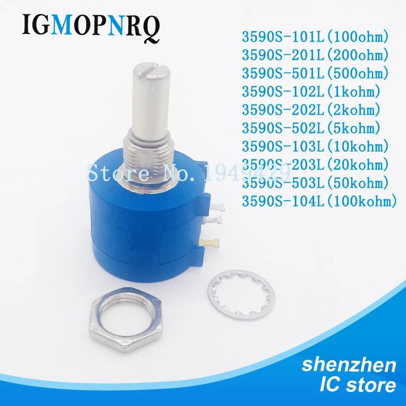 1szt 3590S Precyzyjny potencjometr 1K 2K 5K 10K 20K 50K 100K ohm Regulowany rezystor 3590 102 103 502 103 203 503 104