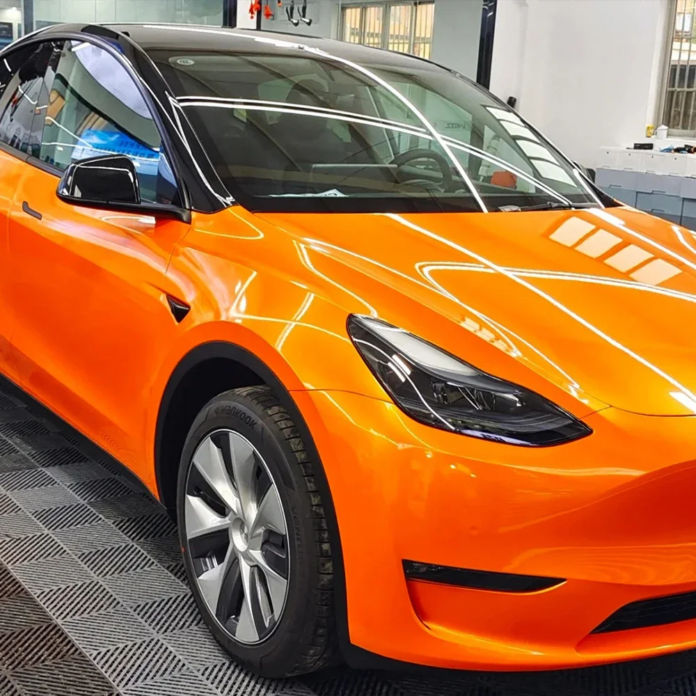 

Magic Orange Glossy Car Vinyl Film Auto Vinyl Wrapping Film PVC Waterproof Self Adhesive Motorcycle Car Body Decoration Sticker