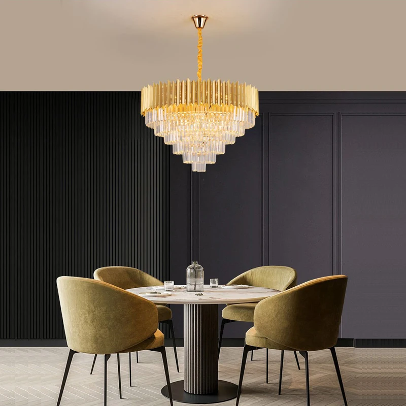 Luxe Led-Kristal Hanglampen 2024 Nieuw Huis Moderne Ronde Gouden Plafond Kroonluchters Lamp Glans Voor Woonkamer Decoratie