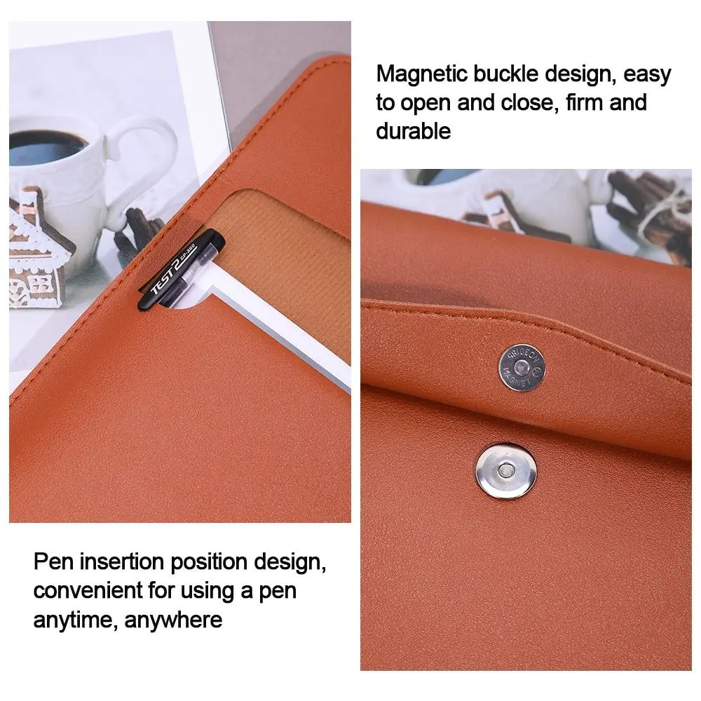 

Leather Leather Document Pouch With Handle Large Capacity Leather File Folder A4 A5 File Organizer Pouch School Office
