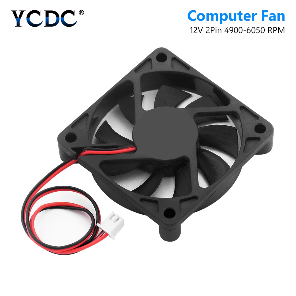 60 X 60 X 12mm 2 Pins 12V DC Cooling Fan Computer PC Case CPU Cooler Case Fan Low Noise CPU Heat Sink Cooler 4900-6050 RPM