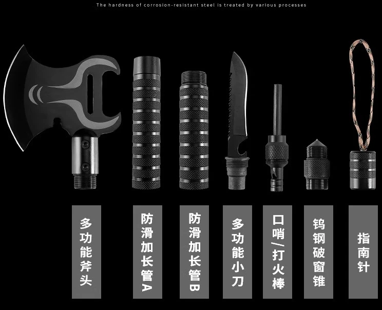 في الهواء الطلق متعددة الوظائف بقاء التكتيكية الفأس مركبة محمولة قطع مكافحة الحرائق المحمولة التخييم أداة الطوارئ