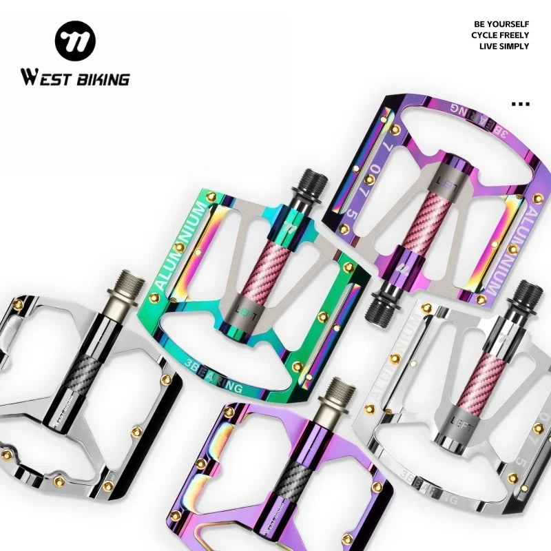 

WEST BIKING Bike Pedal 3 Bearing Electroplated Aluminum Alloy Pedals MTB Road Widen Anti-slip Bicycle Pedals Bike Accessories