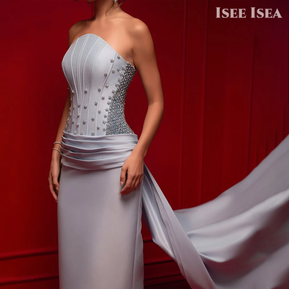 

Light Blue Stunning Evening Dresses Satin Dinner Gown A-Line فستان سهرة نسائي Bridesmaid Party Gowns Customized
