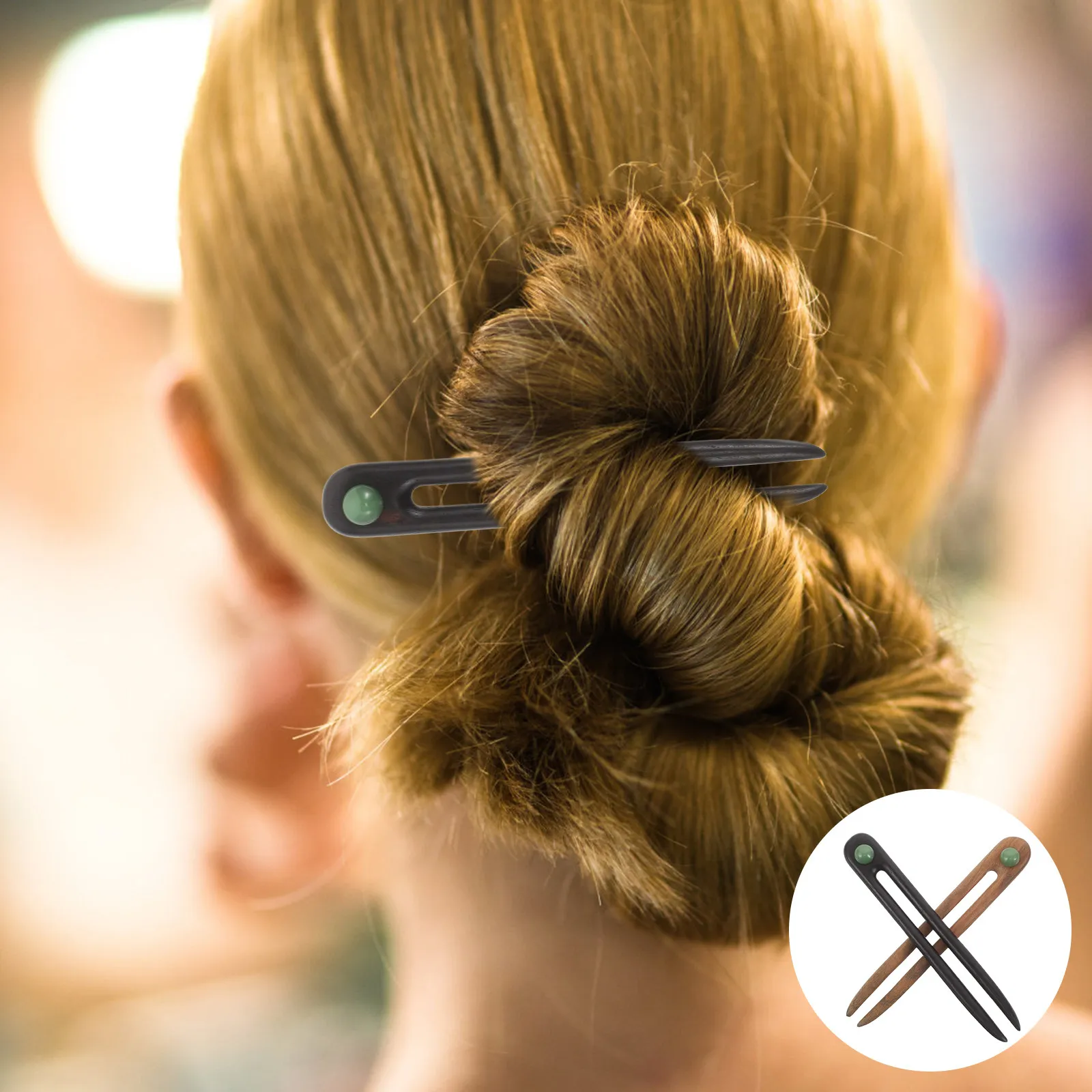 

2Pcs Chinese Hair Sticks for Buns Wooden U Shaped Hairpins Vintage Style Chignon Pins Women's Traditional Hair Accessories